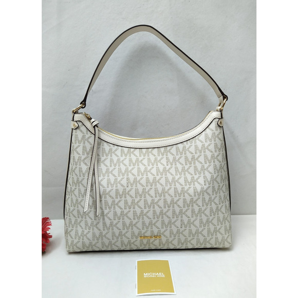 Michael Kors Maeve Vanilla Ivory Leather Zipper Closure Hobo Shoulder Bag - NWT - Picture 1 of 16